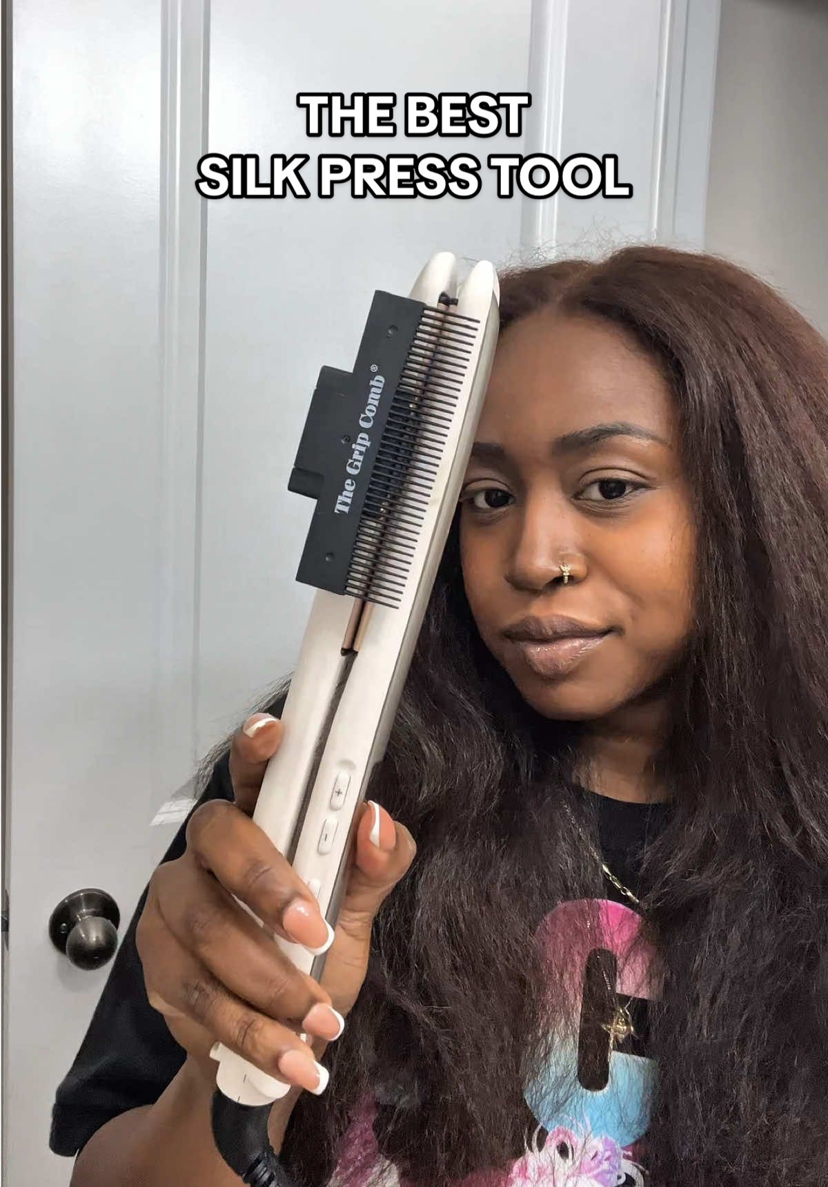 Did the smoothest silk press using @The Grip Comb™ 😮‍💨😍 #silkpresstutorial #silkpressnaturalhair #type4hair #hairtok #blackgirltiktok 