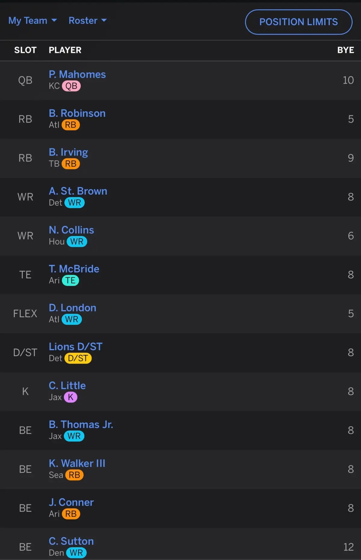 I feel like I have too many week 8 BYE’s but that’s fine 🧍‍♂️ #nfl #football #fantasy #fantasyfootball #espn 