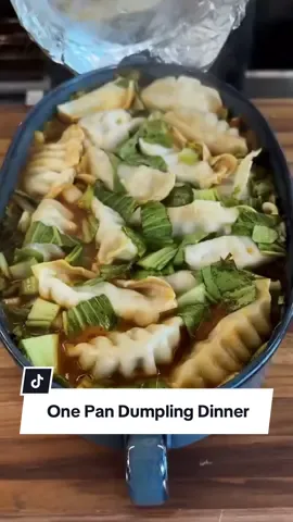 One and done! 🥟 One pan — that’s all you need for this deliciously simple One Pan Dumpling Dinner. This is 100% going into the rotation, so here’s the recipe so you can save it! ⬇️ Ingredients: 2 teaspoons minced fresh garlic 1 teaspoon minced fresh ginger 3 tablespoons soy sauce 1 tablespoon rice vinegar 2 teaspoons toasted sesame oil 2 tablespoons red curry paste 1/2 cup full-fat coconut milk or cream 1/2 cup water 5 cups chopped bok choy 20 frozen chicken and vegetable or pork and vegetable dumplings 3 tablespoons chopped fresh parsley 1/4 cup thinly sliced green onion 2 teaspoons toasted sesame seeds chili crunch oil (optional) Directions: Preheat the oven to 375 degrees F (190 degrees C). Stir together garlic, ginger, soy sauce, rice vinegar, sesame oil, curry paste, coconut milk, and water in a casserole dish until well combined. Add bok choy and toss lightly. Top with dumplings and cover casserole with foil. Bake in the preheated oven until dumplings are heated through at the center, about 25 minutes.  Divide dumplings and bok choy among serving plates and top with sauce from the pan. Top evenly with cilantro, green onions, sesame seeds, and chili crunch.  🧑‍🍳: Nicole  #casserole #wontons #easydinners #dinnerrecipes #DinnerIdeas  