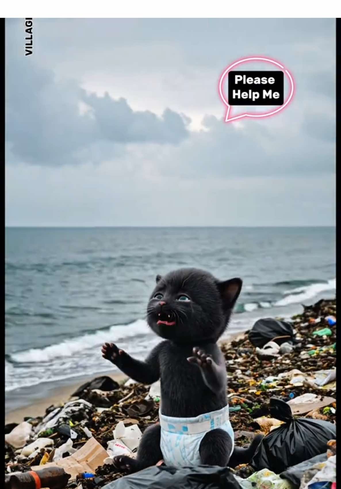 A black kitten found on the street becomes a millionaire one day..! But in the end.( Original content of Village toone)💔😭 #aicat #catcute  #catsadstory #catvideo #blackcat 
