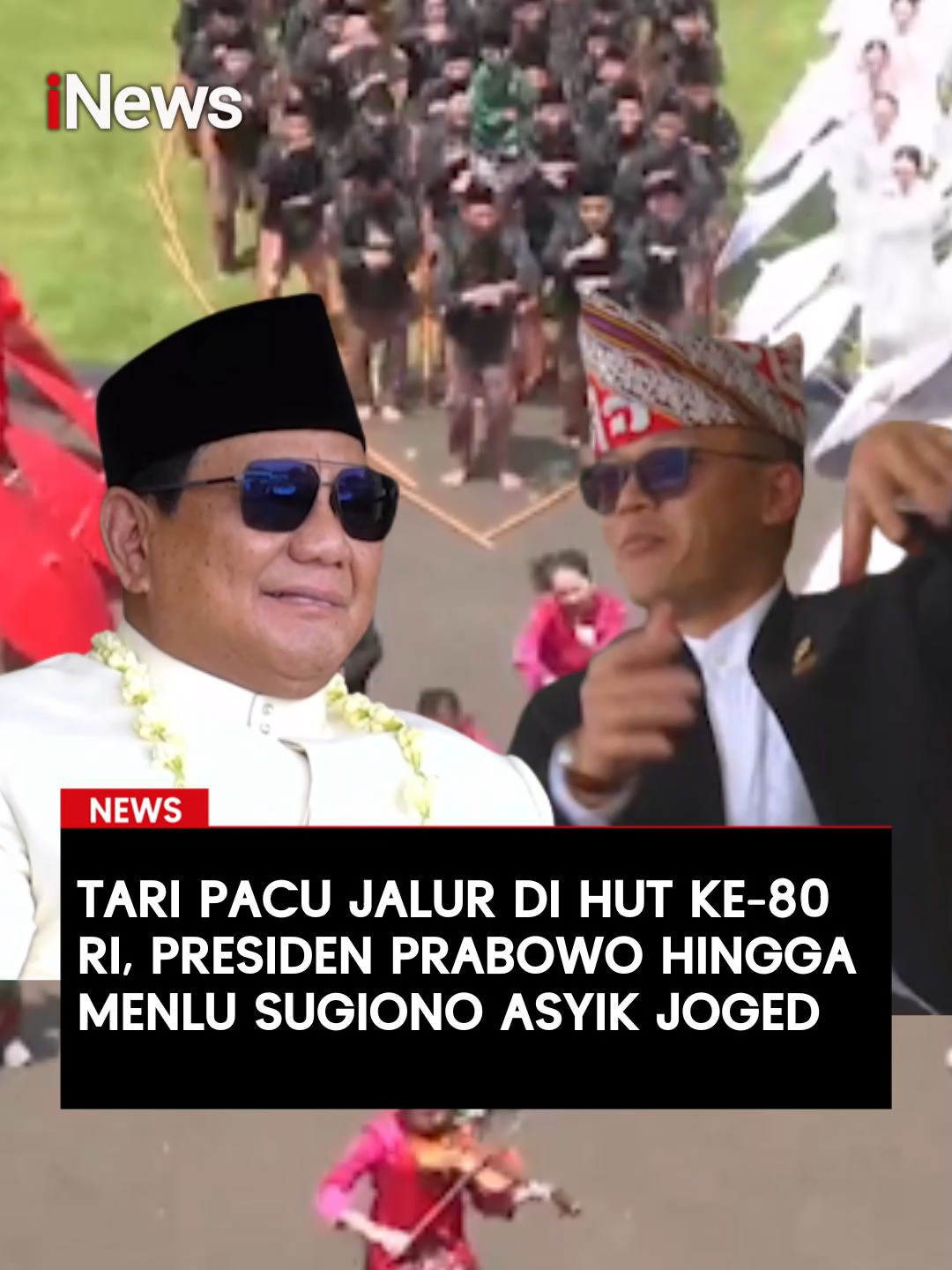 Tarian Pacu Jalur mewarnai peringatan HUT ke-80 RI di Istana Merdeka, Jakarta, Minggu (17/8/2025). Tarian Pacu Jalur tersebut dilakukan anak-anak hingga orang dewasa. Terlihat mereka membentuk tarian ‘aura farming’ yang viral di media sosial. Tampak pula Dhika, bocah asal Riau yang viral dengan tarian tersebut menari di atas perahu kecil. Tak hanya tangan mengipas, gerakan seperti berenang juga ditampilkan. Momen tersebut semakin membuat masyarakat dan tamu undangan riuh. Baca selengkapnya di sini: https://www.inews.id/index.php/tag/kemerdekaan #HUTRI80 #PresidenPrabowo #AuraFarming #PacuJalur #PrabowoSUbianto #Dhika