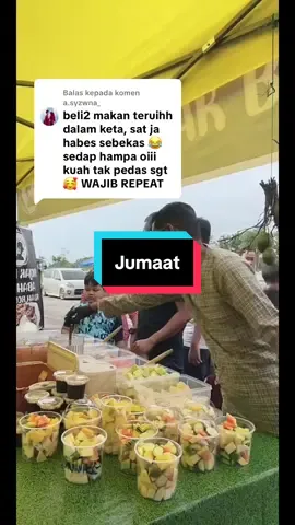 Membalas kepada @a.syzwna_ terima dik ,insyaallah abah kie akan jaga kualiti servis selawat suci bersih ,mesra pelanggan harga berpatutan buah banyak,ramai cakap abah kie mesra manis senyuman #rojakbuahabahkie #kuahrojakabahkie #kuahrondaaa #homemade #pendang 