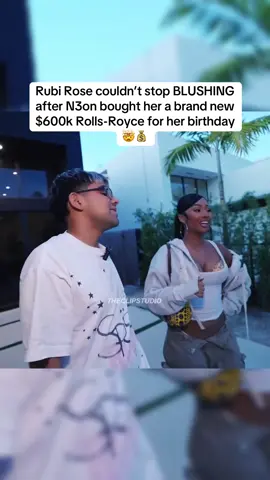 Rubi Rose couldn’t stop BLUSHING after N3on bought her a brand new $600k Rolls-Royce for her birthday  🤯💰 #rubirose #rollsroyce #cars 