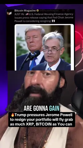 Trump pressures Jerome Powell to resign your portfolio will fly grab as much XRP, BITCOIN as You can #coachjv_ #crypto #xrpcommunity #bitcoin #crypto        