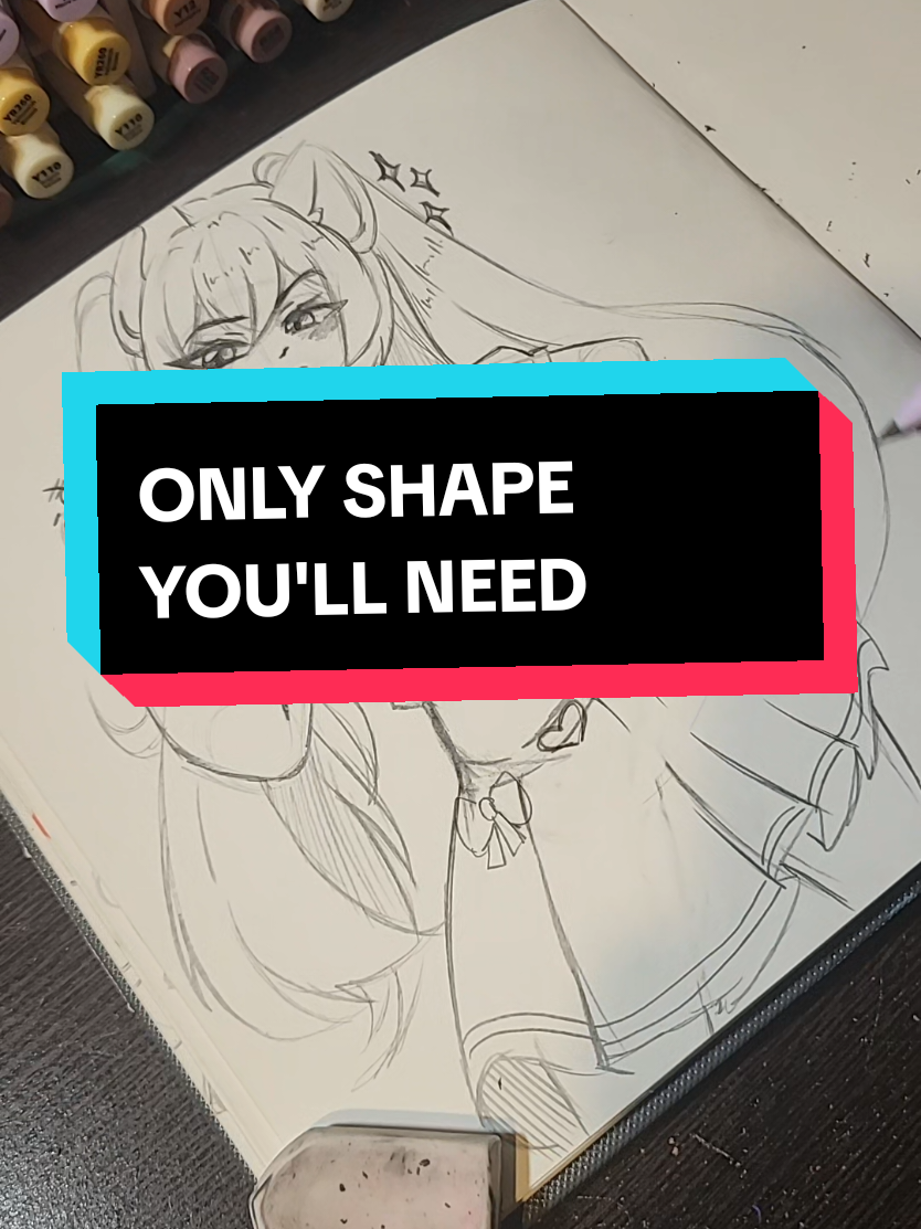 QUICK TUTORIAL TIME!!! The only shape you'll need to DRAW ALMOST ANY POSE!!!. what other tutorials should I make? //Kittsune  #fyp #artistsoftiktok #tutorial #drawing #sketch 