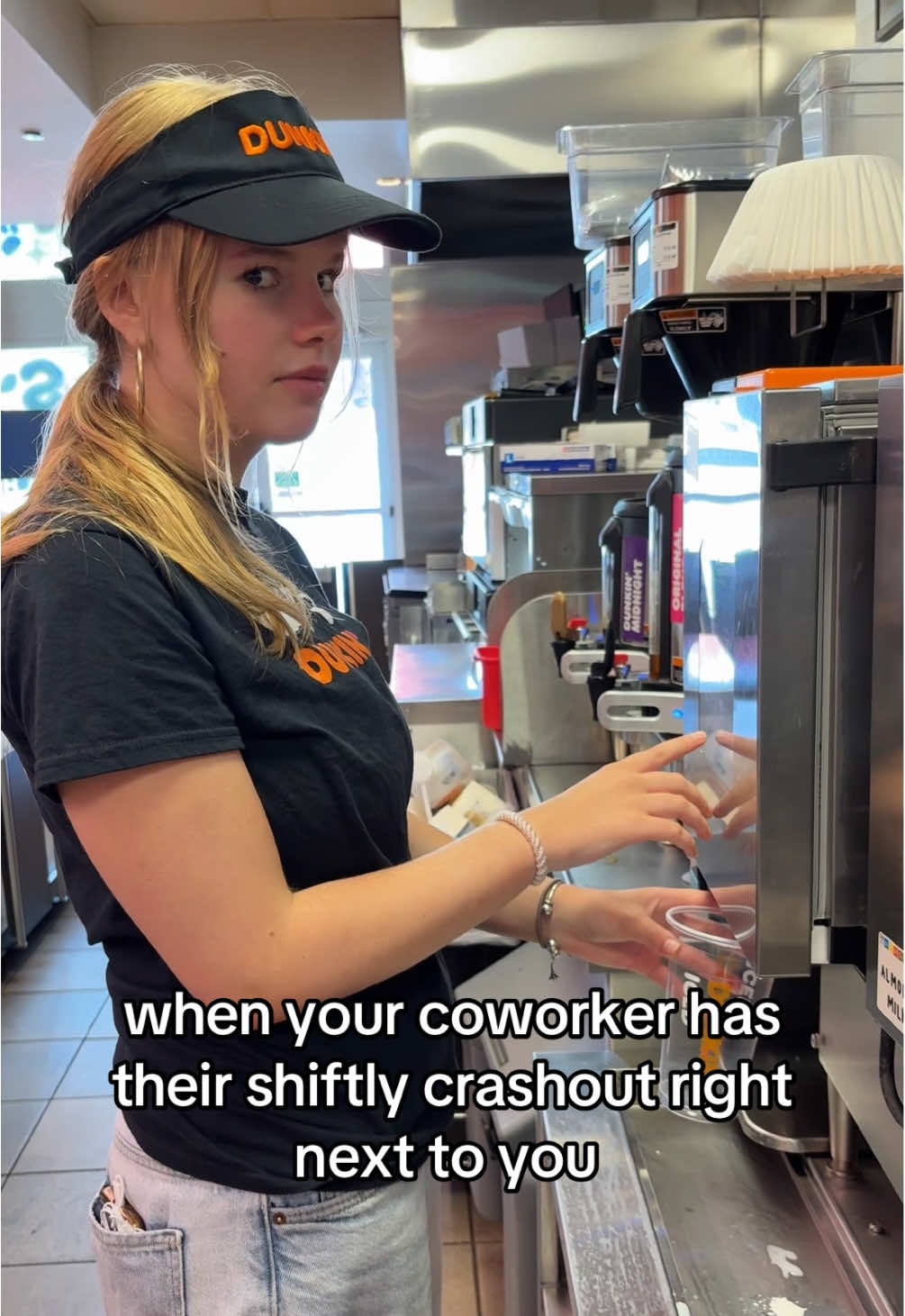 Just gotta give em some space 🫣🤣 #dunkindonuts #crashout #skit #funny #dunkin #coffeetok #work #coworkers #worktok #haha #fyp #worklife #relatable #donuts #college #americarunsondunkin #pennstate 