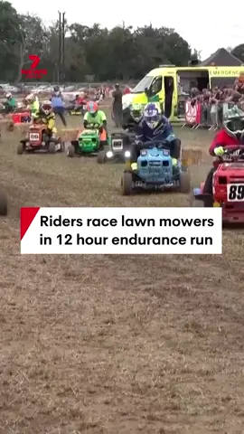 Ordinary garden lawnmowers turned into high-speed machines for an annual 12-hour race held in West Sussex. Forty teams went head-to-head battling through the night to finish 420 laps of a 1.4km course. Competitors take pit stops for re-fueling and repairs. Mower blades are removed to avoid any unwanted extra accidents. #mowing #lawncare #lawnmower #racing #marathon