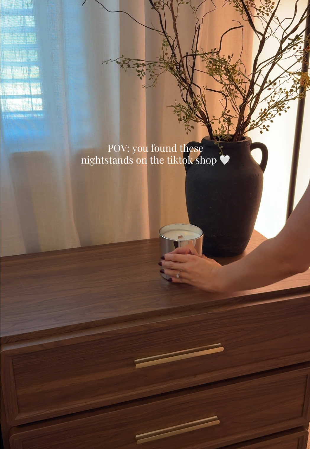 So happy I got my hands on these @SICOTAS oversized nightstands! They are making my bedroom Pinterest board dreams come to life 🤎  #sicotasnightstands #nightstand #nightstandorganization #bedroomdecor #tiktokshopfinds 