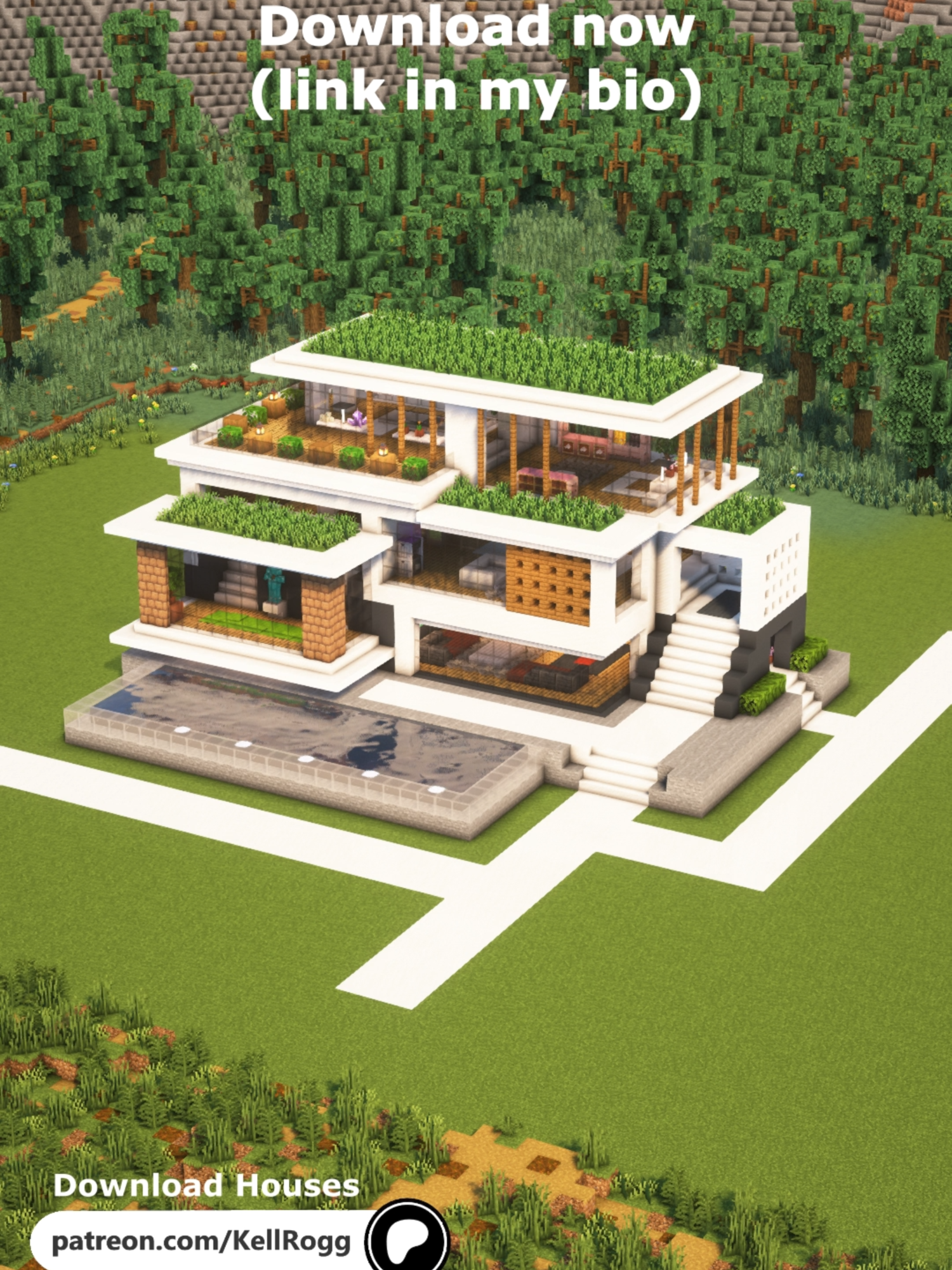 Eco Friendly Modern House🏡Download Houses(link in my bio) #minecraft