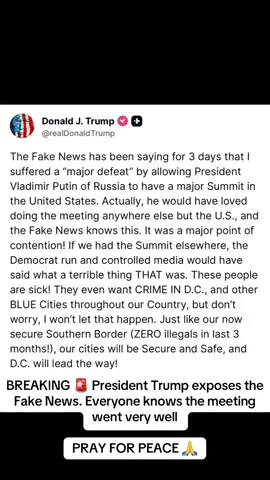 BREAKING 🚨 President Trump exposes the Fake News. Everyone knows the meeting went very well PRAY FOR PEACE 🙏 #elonmusk #donaldtrump #fyp #canada_life🇨🇦 #usa🇺🇸 