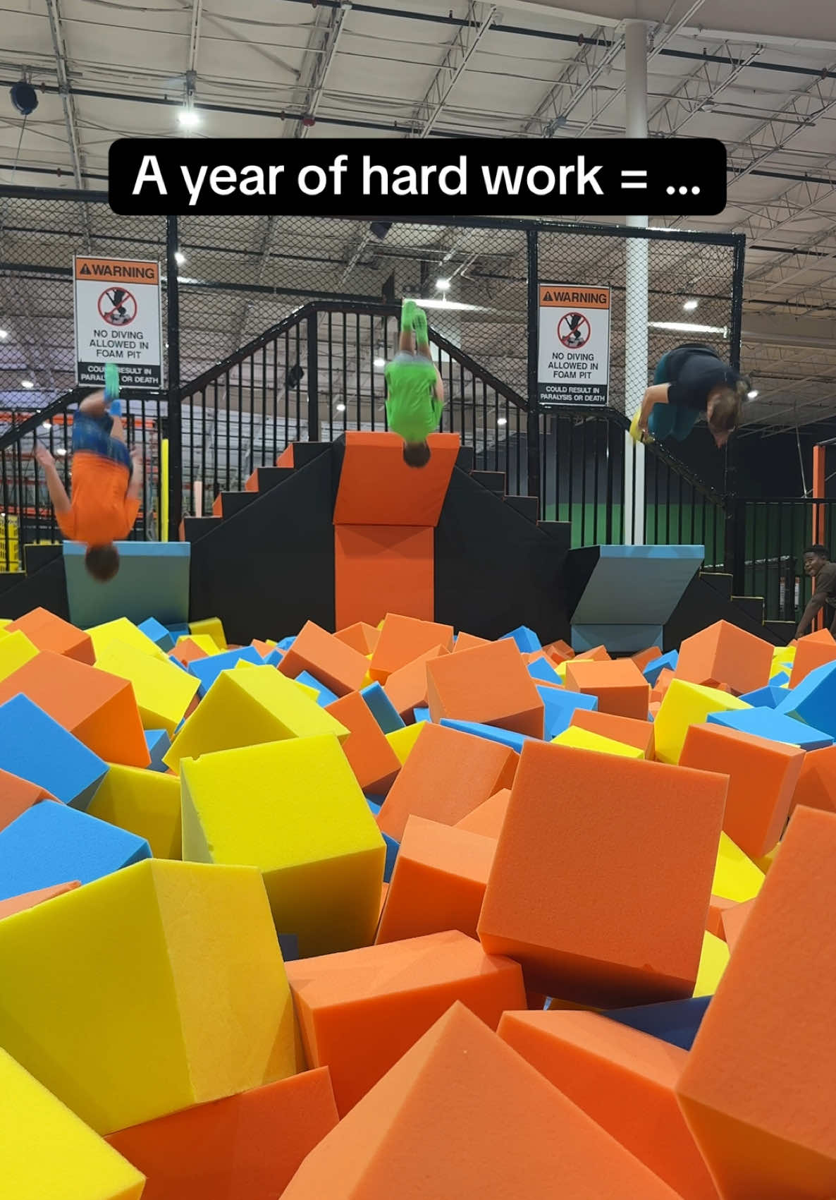 YES DAY sneak peek 🙌🏼 After a year of working for it, the boys finally earned their day… and you know flips into the foam pit had to happen 🤸‍♂️🔥 Move. Shake. Drop. YES DAY style! #YesDay #FoamPitFun #FamilyFlips #MakingMemories