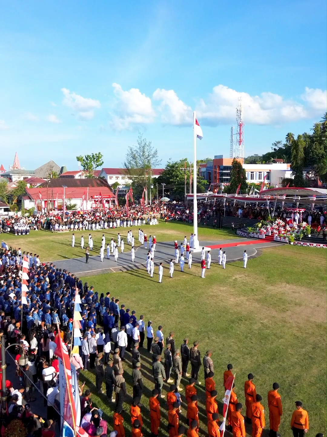 penurunan bendera di kepulauan Nias kota Gunungsitoli, sumatera utara . #foryou #semuaorang #fyp #xyzbca #kemerdekaan #17agustus #merdeka #merahputih