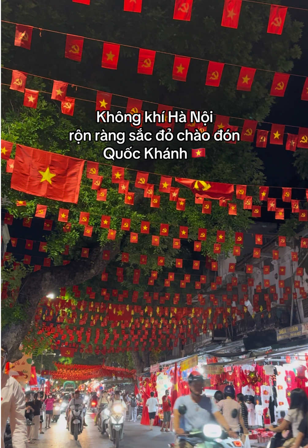 Hà Nội rộn ràng sắc đỏ chào đón Quốc Khánh 🇻🇳 #vietnam #quockhanh #ngay2thang9 #hanoi 