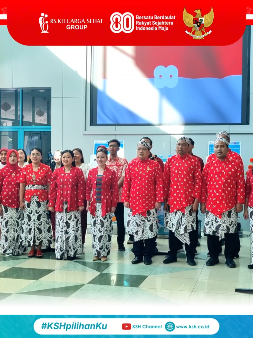 Salam Keluarga Sehat... Dalam rangka memperingati HUT ke-80 Republik Indonesia, Manajemen RS Keluarga Sehat dengan penuh kebanggaan mempersembahkan lagu 𝑻𝒆𝒈𝒖𝒉 𝑲𝒖𝒌𝒖𝒉 𝑩𝒆𝒓𝒍𝒂𝒑𝒊𝒔 𝑩𝒂𝒋𝒂. Semoga semangat perjuangan para Pahlawan tetap hidup dalam diri kita, menguatkan persatuan, serta, membawa Indonesia menuju masa depan yang semakin kokoh dan berjaya. 𝗗𝗶𝗿𝗴𝗮𝗵𝗮𝘆𝘂 𝗥𝗲𝗽𝘂𝗯𝗹𝗶𝗸 𝗜𝗻𝗱𝗼𝗻𝗲𝘀𝗶𝗮 🇲🇨 𝑩𝒆𝒓𝒔𝒂𝒕𝒖 𝑩𝒆𝒓𝒅𝒂𝒖𝒍𝒂𝒕 𝑹𝒂𝒌𝒚𝒂𝒕 𝑺𝒆𝒋𝒂𝒉𝒕𝒆𝒓𝒂 𝑰𝒏𝒅𝒐𝒏𝒆𝒔𝒊𝒂 𝑴𝒂𝒋𝒖 ——🎵 Teguh Kukuh Berlapis Baja Cipt Cornel Simanjuntak #HUTRI80 #HUTINDONESIA80 #DirgahayuIndonesia80 #IndonesiaMaju #teguhkukuhberlapisbaja                      @kars.or.id 