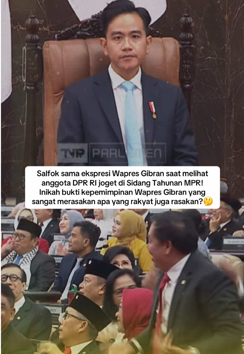 Emang iya nih ekspresi dari Wakil Presiden Gibran Rakabuming Raka saat melihat anggota DPR RI joget mewakili perasaan kita sebagai rakyat Indonesia?🤔 #gibran #gibran #dprri #joget #rakyatindonesia 