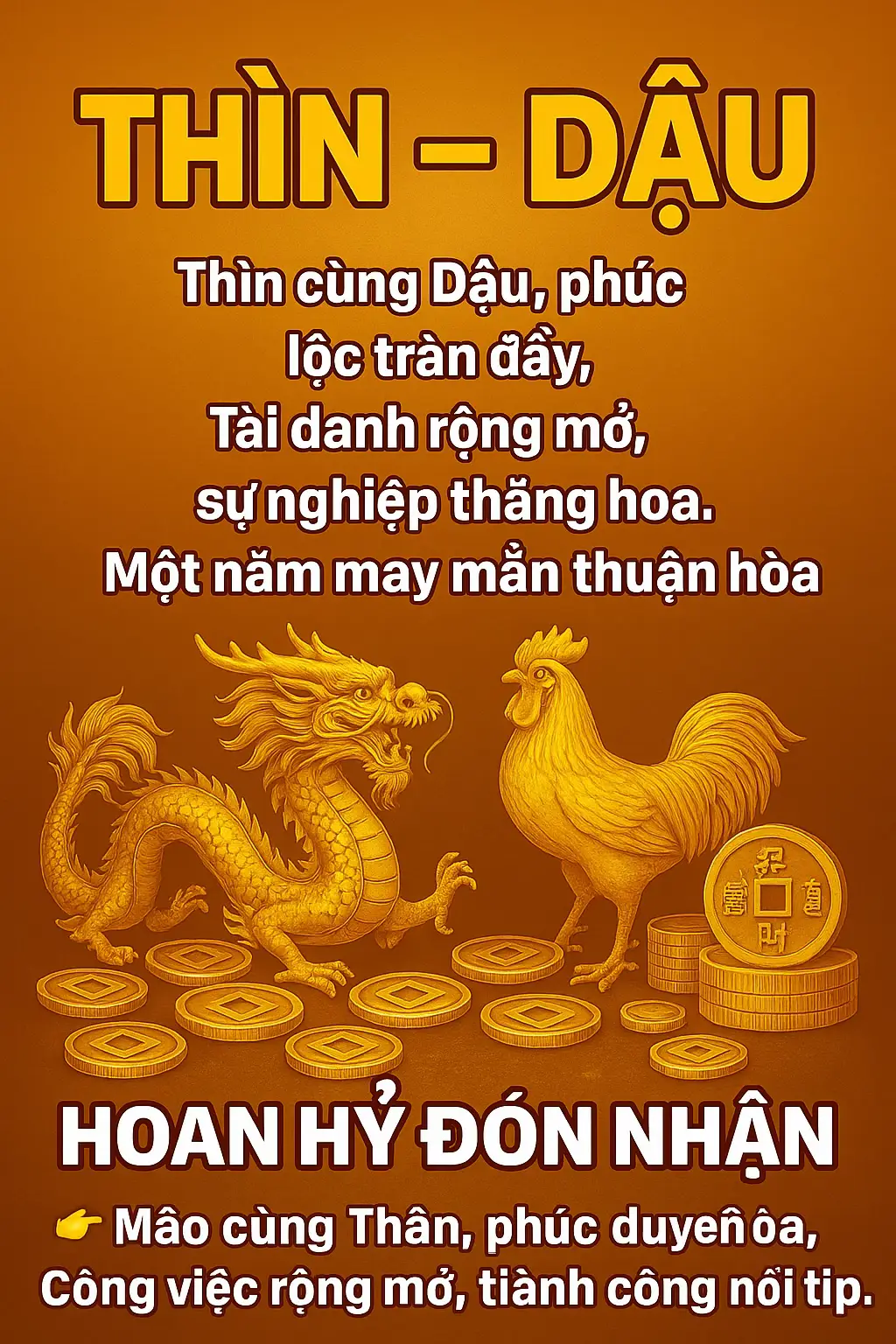 “Thìn cùng Dậu, phúc lộc tràn đầy, Tài danh rộng mở, sự nghiệp thăng hoa. Một năm may mắn thuận hòa, Công danh vững bước, nhà nhà an khang!” 👉 HOAN HỶ ĐÓN NHẬN#tuviphongthuy #tuvitrondoi #tuvihomnay #vanmenh #tuvi12congiap #tuvituoidau #tuvi2025#tiktokviral #fyp  #xuhuongtiktok #trend2025 #viral2025 #hottrend 