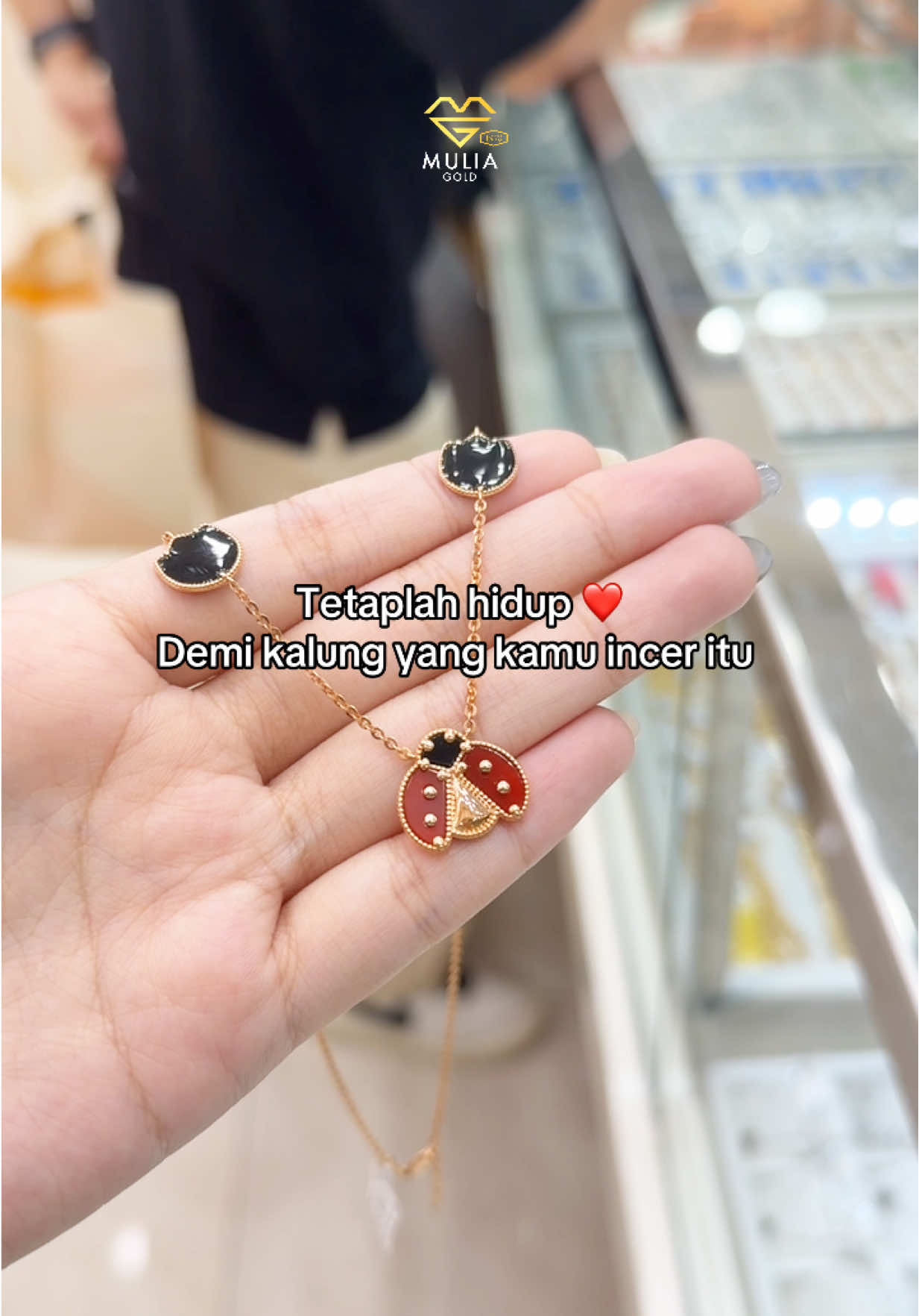 Setidaknya demi kalung ladybug inii ❤️ #muliagoldpalembang #tokoemas #kalung #kalungemas 