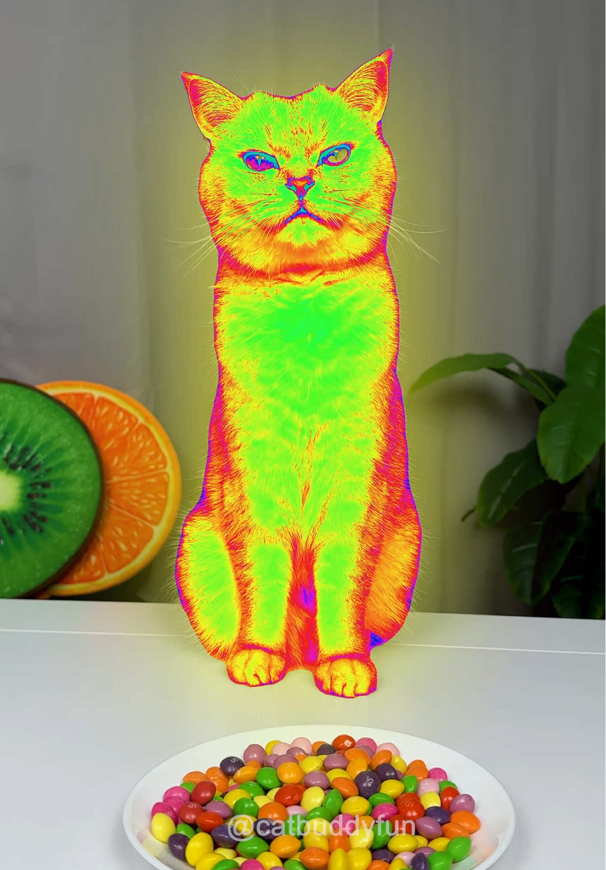 Skittles Rainbow Effect  😹🌈😱 #shorts #сats #catbuddyfun #catsoftiktok #prank 