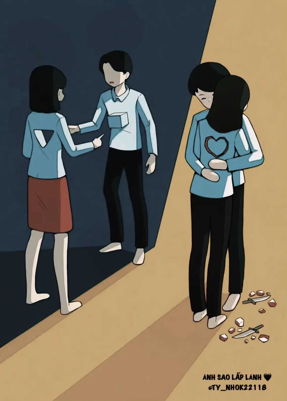 Đôi khi, không phải ai cũng hợp với ‘hình khối’ của trái tim mình. Sai người thì chỉ toàn những mảnh vỡ và tổn thương. Nhưng đúng người, ta mới thật sự tìm thấy một mảnh ghép vừa vặn, để yêu thương và chữa lành.