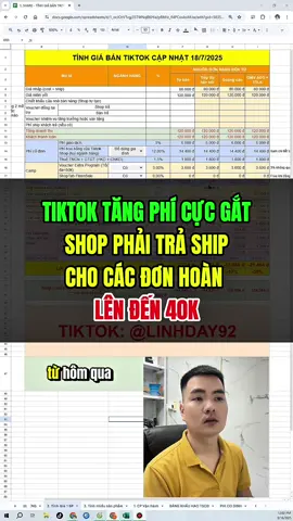 Trả lời @Nhung Nguyễn Sàn thu phí ship đơn hoàn tới 40k #linhday92 ##kinhdoanhonline #banhangonline #tiktokshop #tinhgiabantiktok 
