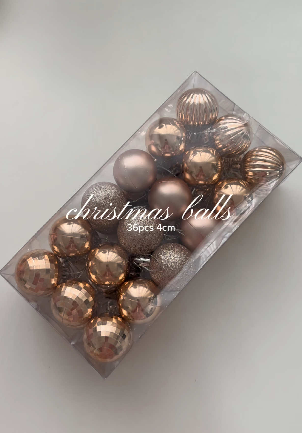 36pcs 4cm christmas balls — ang affordable!! 💗😍✨ #christmas #christmasballs #christmasdecor #rosegoldchristmasdecor 