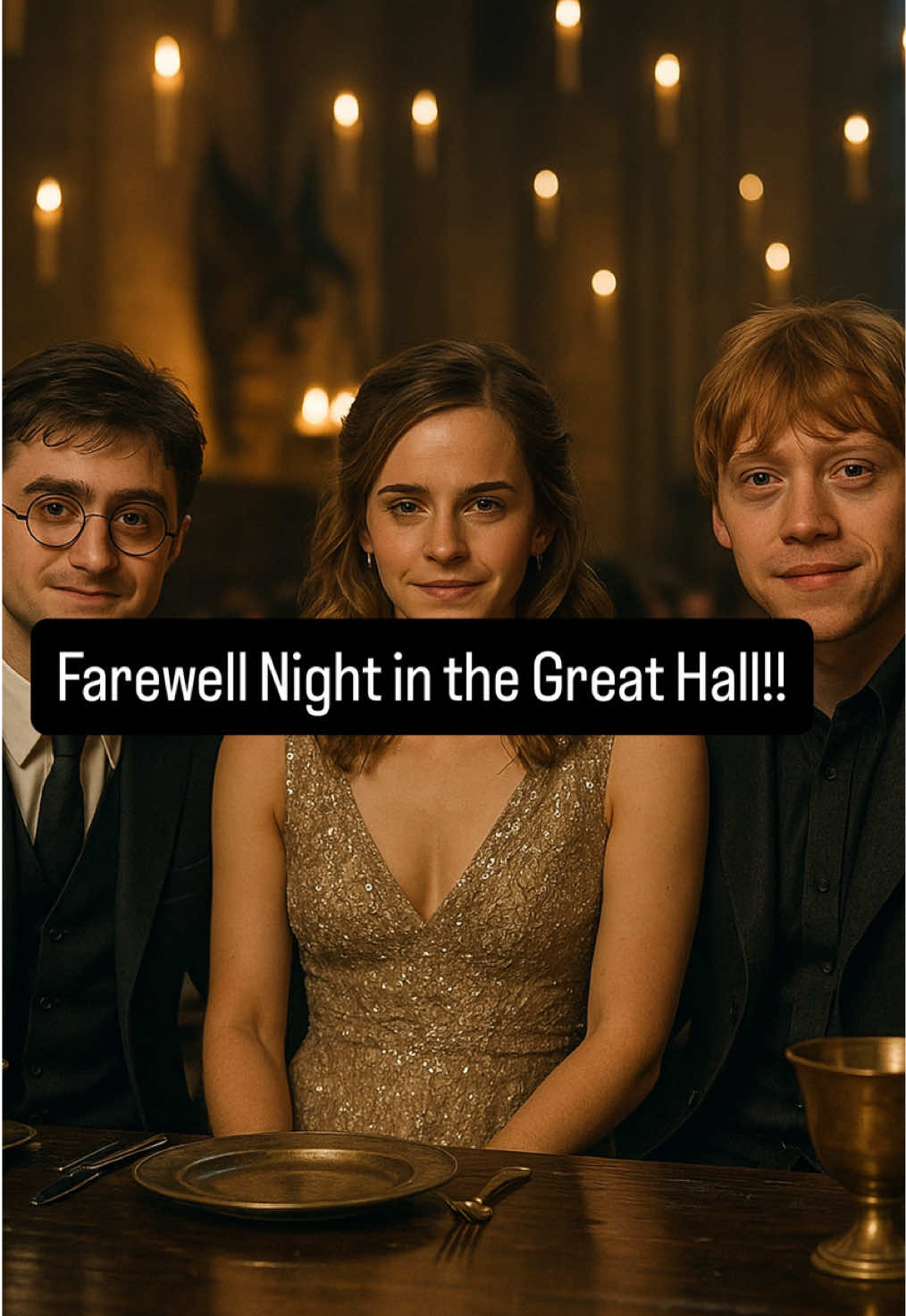 Which Hogwarts house table would you sit at for the last Great Hall feast?  One last night in the Great Hall of Hogwarts, where floating candles lit the sky and the enchanted ceiling shimmered with endless stars.  This place isn’t just a hall, it’s the heart of the Wizarding World,a home for every witch, wizard, and dreamer who ever believed in magic.  Forever grateful for Harry Potter’s Hogwarts, for the Great Hall, for the memories that will always feel like home. 🕯️🏰✨ This is an AI generated video made by Frameo  Click link in bio to create now  #harrypotter #harrypotterfanfiction #aigeneratedvideo #hermione #dracomalfoy 