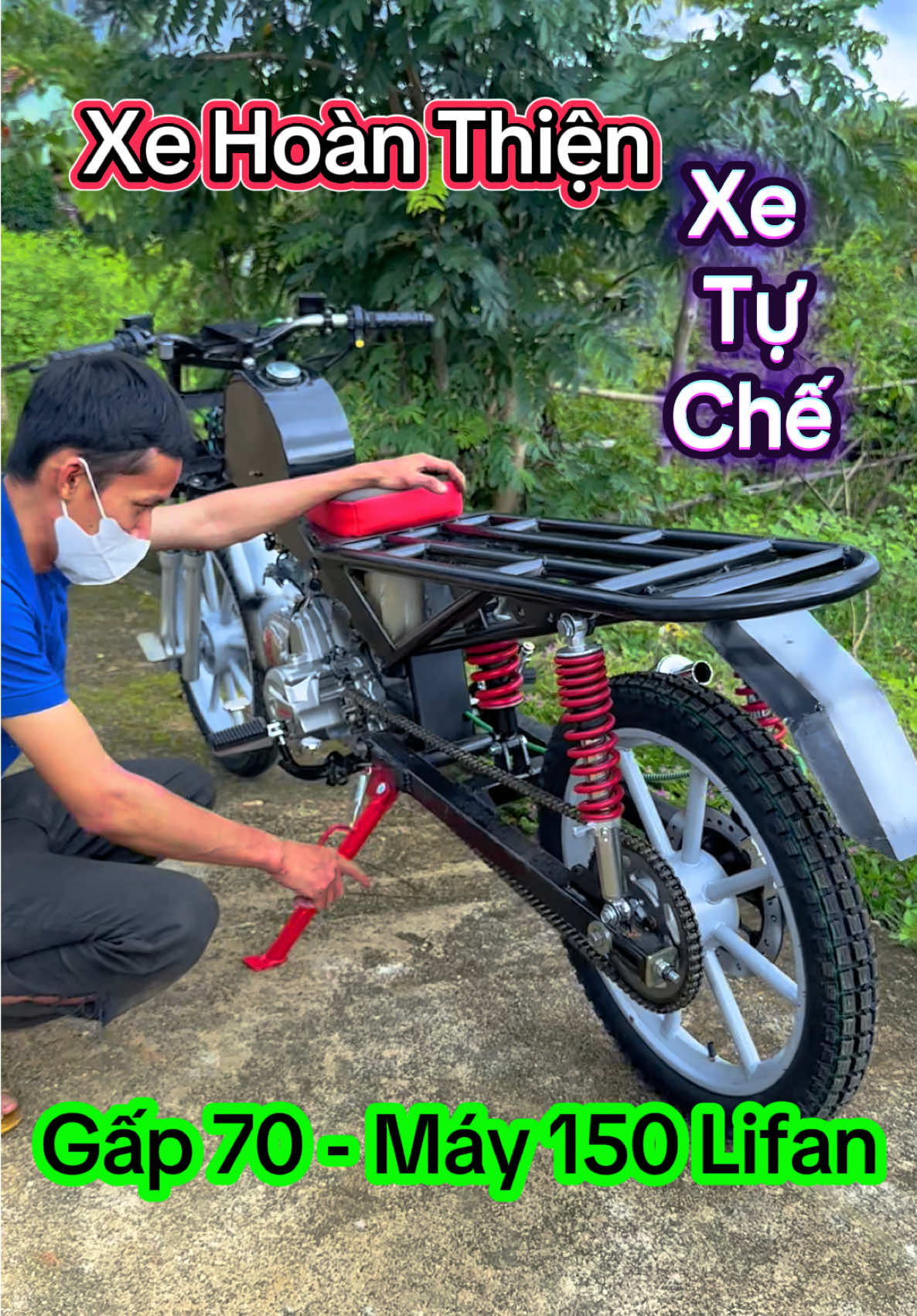 Xe Thồ Tự Chế , Xe Chở Mì , Xe Đi Rừng , Độ Chế Lấp Máy 150cc Lifan Gấp 70 Khung Xe Sườn Nhẹ , Xe Đi Rãy/ Xe Tự Chế #sangrom #xedovietnam🇻🇳 #xethocba #xetuche #xechohang 