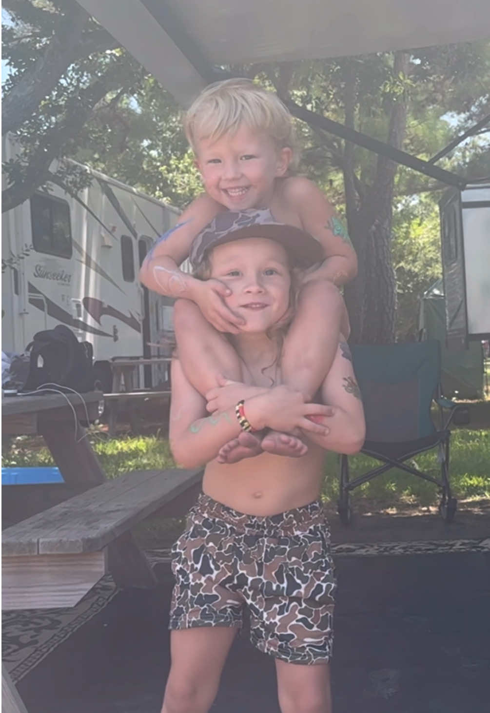 Till next year Frisco! We’ve been coming here for 14 years… when we couldn’t crawl to now racing around the campground on bikes and stomping through the canal.  From Being held in the pool to “mom watch this dive, dad throw me, uncle Travis toss me”🥹 Time goes by too fast but every year new memories are made! Back to Virginia we go because it’s almost time to buckle up for school!