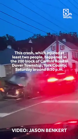 A car crash on Carlisle Road in Dover Township, York County, injured two people and was caught on camera Saturday night. #crash #dashcam #fyp