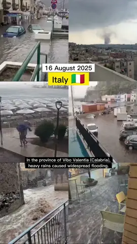 16 August 2025 Italy On 16 August, the south of Italy was hit by severe weather. In the province of Vibo Valentia (Calabria), heavy rains caused widespread flooding. The coastal towns of Pizzo Calabro and Bivona (Vibo district) were particularly hard hit, with streets turning into rivers, traffic paralysed and water flooding homes and shops. In hilly areas, mudflows came down and roads were blocked. The Aeolian Islands were not spared either: in Lipari, streets were also flooded, cars were partially flooded and some boats were unable to return to port. On the island of Panarea, a waterspout caused communication problems. At the same time, in Apulia (Puglia), near Taranto, a large tornado was recorded between Mottola and Castellaneta. In the region of Sicily, in the city of Modica (Ragusa), a powerful tornado also passed, causing panic among residents. Another possible tornado was spotted in the area of Corleone (Palermo). 🚨Our planet has already entered a period of global climate change, and this will intensify from 2025 onwards. This is the conclusion reached by scientists on the basis of many years of observations and modern scientific methods of studying geodynamic processes. Learn more about this in the video: 