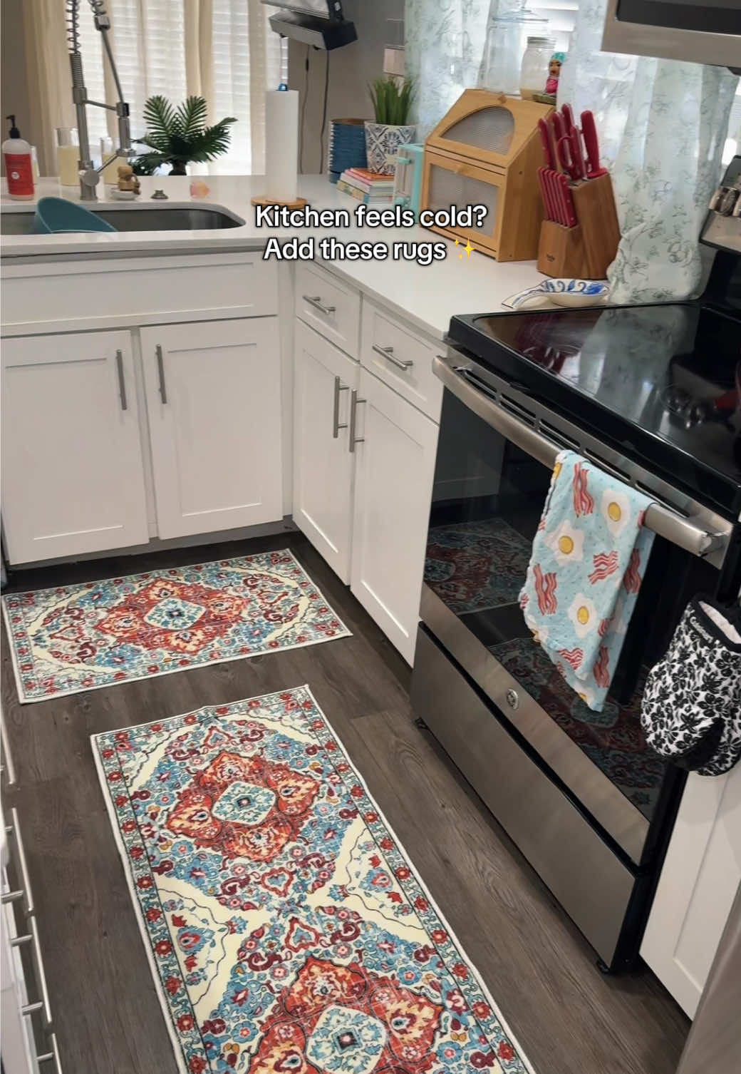 Love these rugs they’re super soft and plushy!! #tiktokshopcreatorpicks #runnerrug #rugs #cozyhome #kitchenrug 