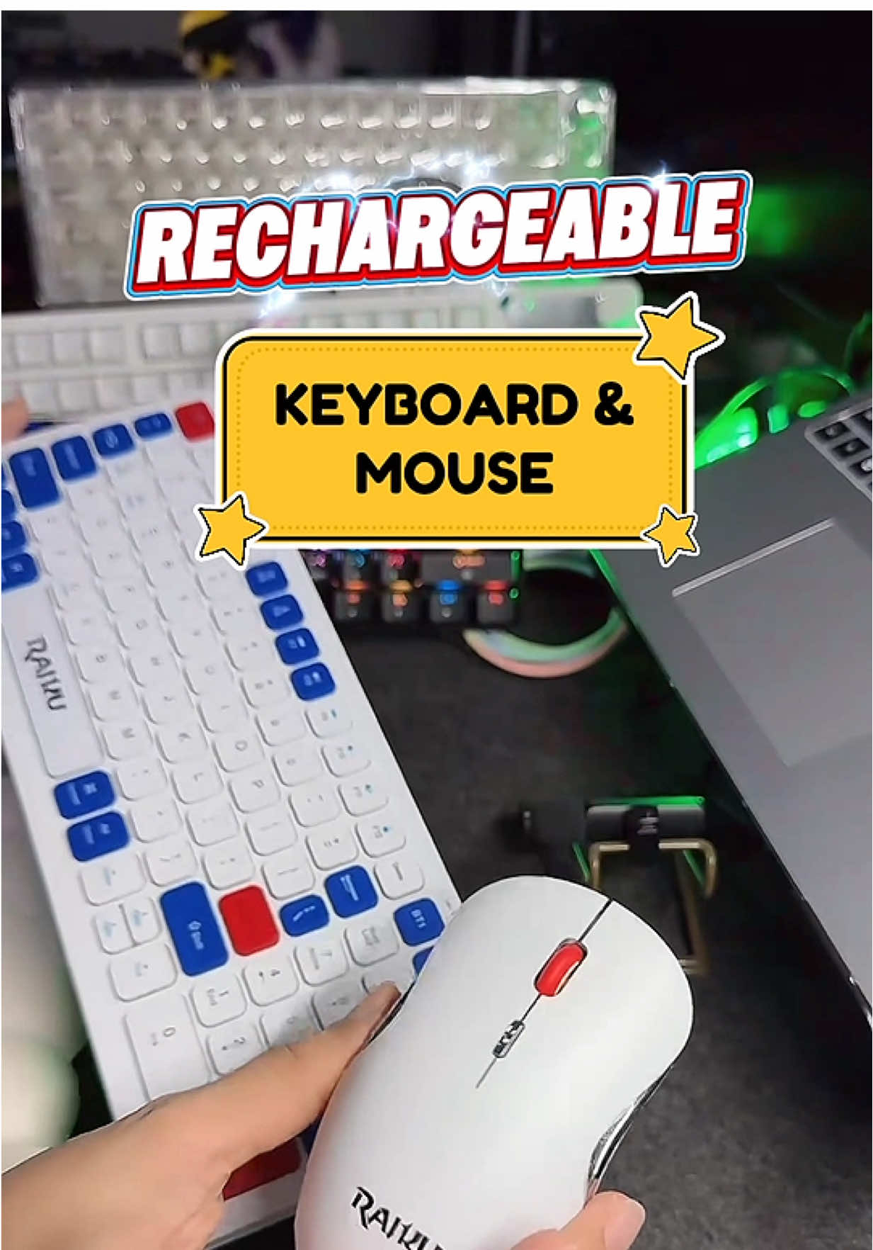 No need na ng battery. Rechargeable keyboard and mouse😍 #keyboard #wirelesskeyboard #keyboardMouseSet 
