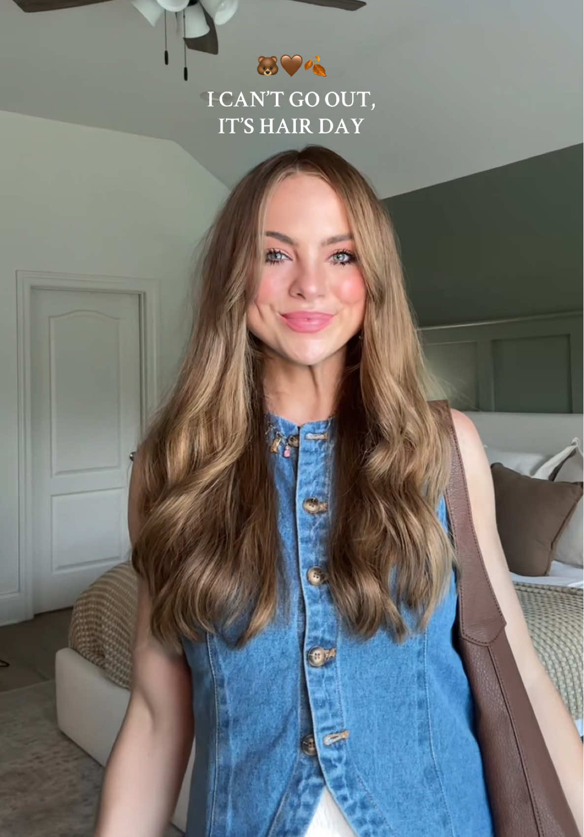 I can’t go out, it’s hair day 🤭 #fall #fallhair #hairtransformation #transition #blondetobrunette for you bronde hair transition transformation darker for fall hair cut inspo idea old money brunette blonde 
