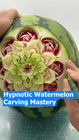 A Chinese folk artist transforms watermelon rind into blooming lotus flowers with just a knife🍉🔪 #FruitCarving #ChineseCraft #FoodArt