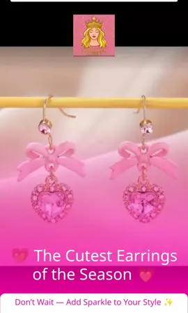 💗 Add a little Barbiecore glam to your day! These pink bow & heart charm earrings are sweet, sparkly, and perfect for every sparkle queen 👑✨ Flash Sale $12.99 — grab yours before they’re gone! #BarbiecoreStyle #SparklesQueenVibes #CuteEarrings #AffordableGlam #AddSomeSparkle 