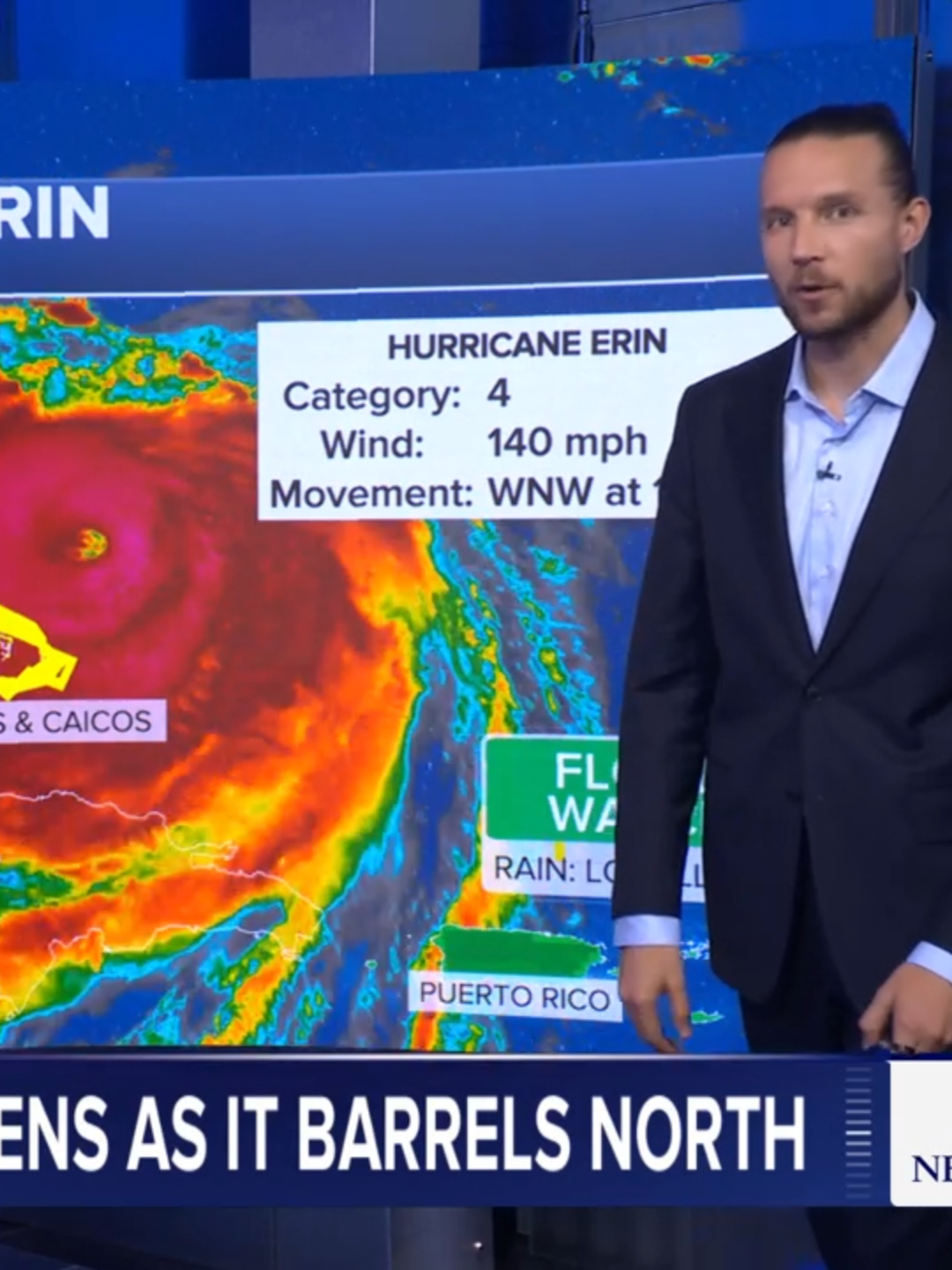 Hurricane Erin, now a powerful Category 4 storm churning in the Caribbean, is not forecast to hit land, but it will bring large waves and dangerous rip currents to the U.S. East Coast. ABC News' Kenton Gewecke has the latest on the hurricane's path and impact. #hurricane #weather #news #abcnews