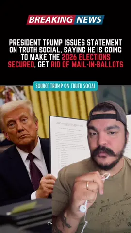 JUST IN 🚨 - President Trump announced he will be signing an executive order, to end mass mail-in-ballots, and bring secure elections by the 2026 midterms.