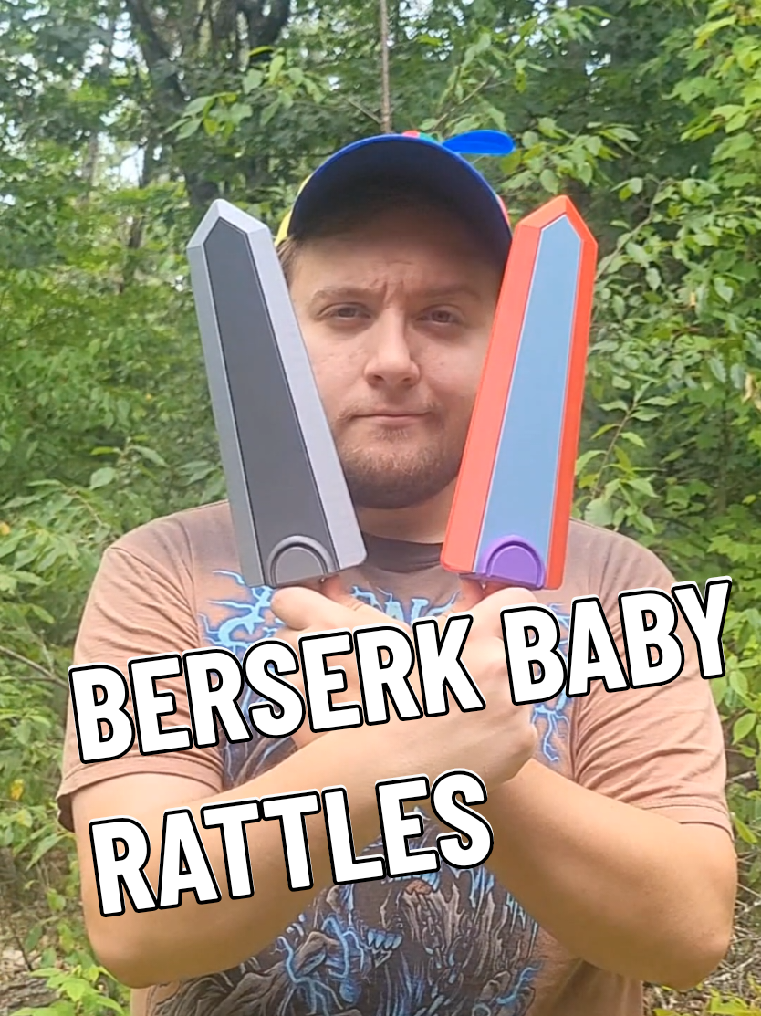 berserk baby rattles baby edition... the perfect toy for any future Berserker... both printed in @OVERTURE 3D pla for the toy colors ! #toy #cursed #berserk #guts #3dprinting 