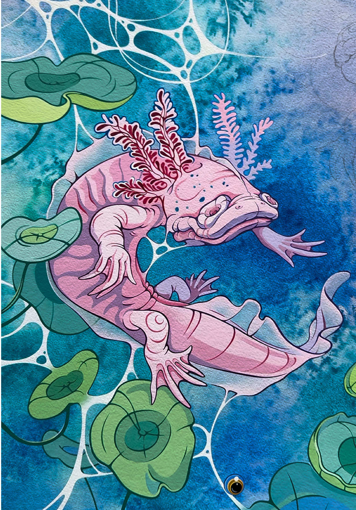 Axolotl #artinspiration #paintingprocess #illustration #watercolor #drawing 