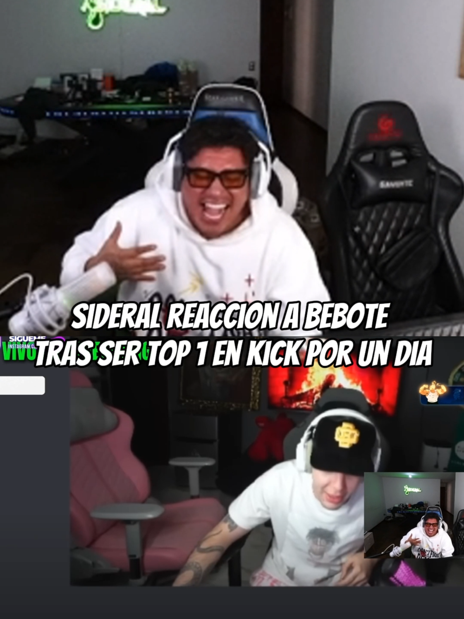 Sideral reacciona a bebote tras ser top 1 un dia en  kick #sideralchocolatada #dibujitos #bebaarmy #sideral #fypp #bebote #humor #chou
