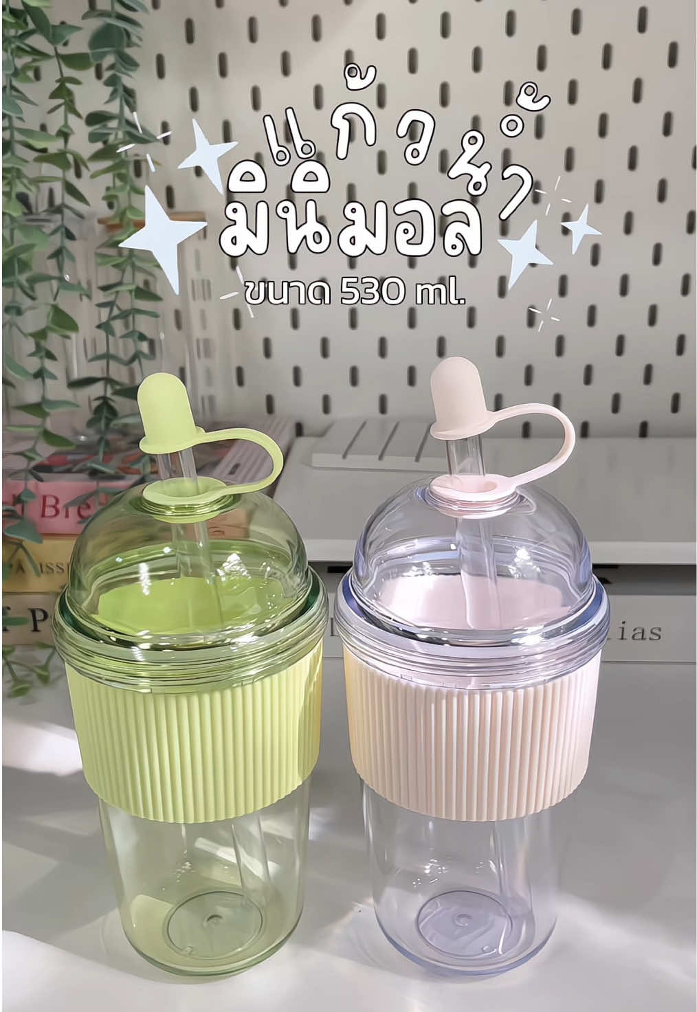 แก้วพลาสึใสมินิมอล พร้อมหลอดมีฝาปิดหลอดกันฝุ่น ขนาด530ml.#แก้ว #แก้วน้ํา #แก้วพลาสติก #แก้วมินิมอล #แก้วมัทฉะ 