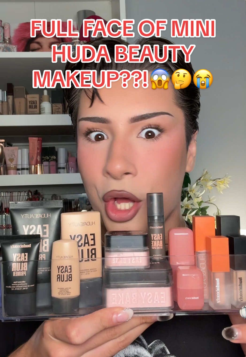 FULL FACE OF HUDA BEAUTY MINIS!! 😱🤔😭 #makeup #beauty #huda #hudabeauty #easybake #mini #minimakeup #viralmakeup @Huda Beauty @Huda 