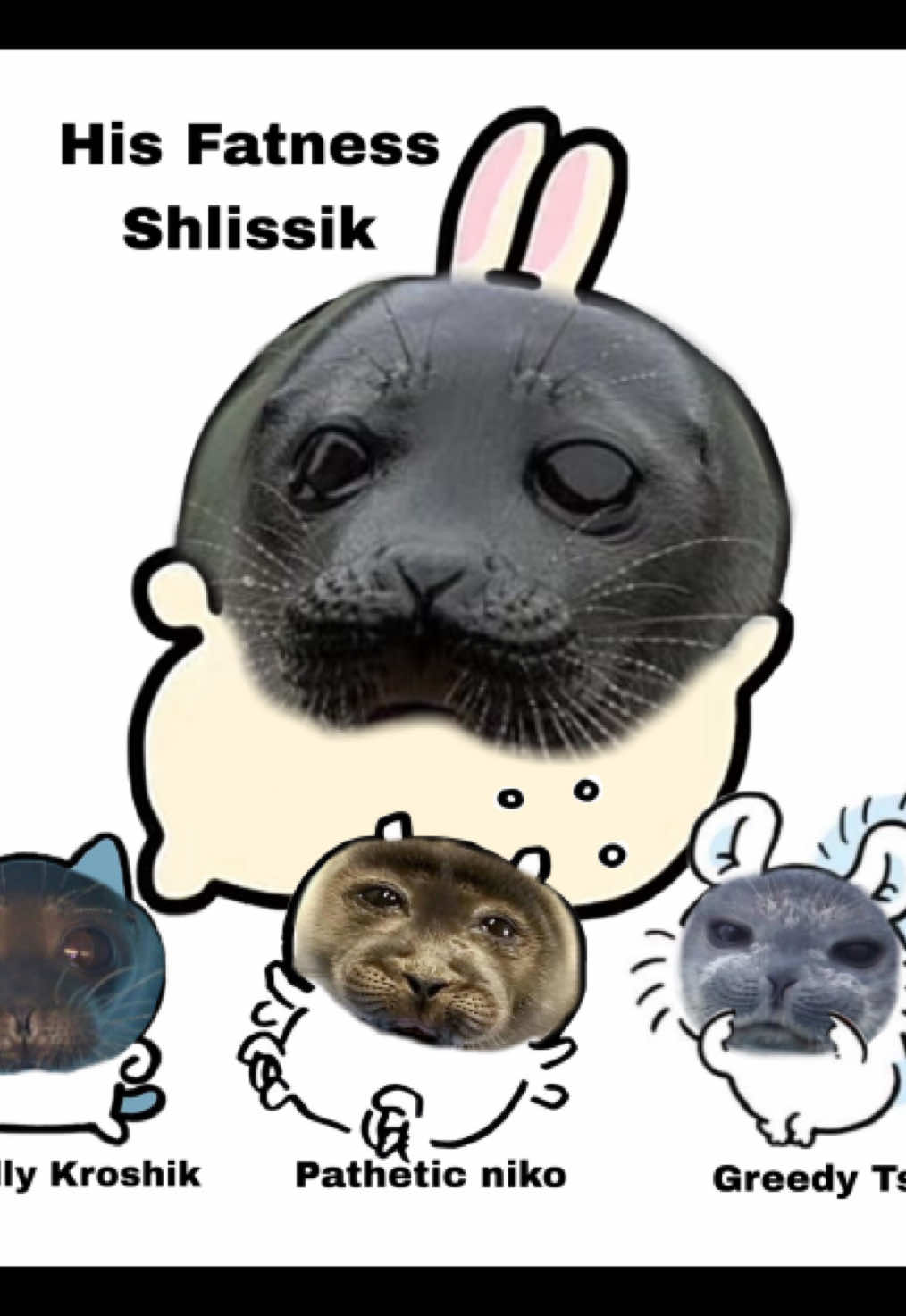 i’m chiikawa because i crumble under the weight of existence. tsuki is momonga because she thinks the world revolves around her. kroshik is hachiware because he’s too soft to survive the real world. shlissik is usagi because he’s currently chewing on a rock. #chiikawa #sealtok #nikoseal #nikotoba #shlissik
