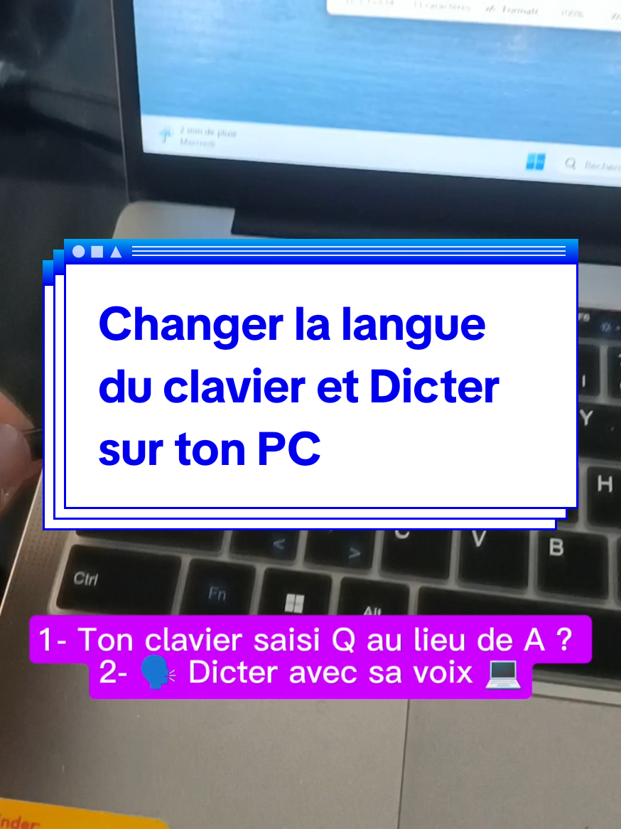Si ton PC saisi Q au lieu de A, voici ce qu'il faut faire et voici également comment dicter sur ton PC #pc #keyboard #viralvideos #fyp #pourtoi 