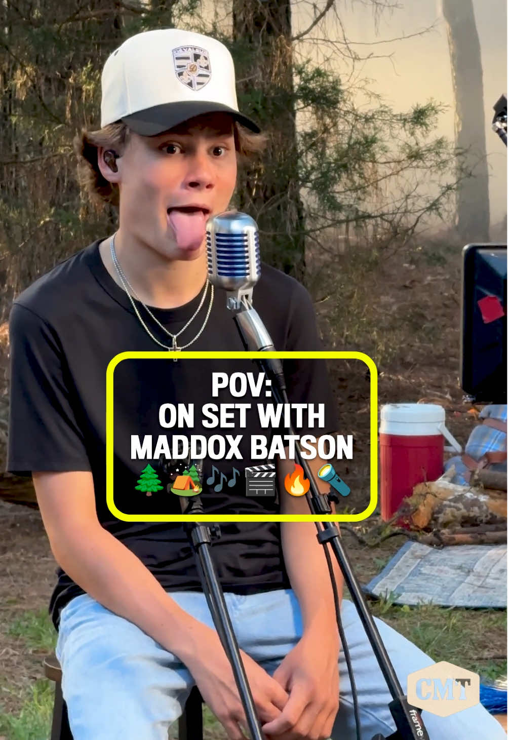 Even more #CMTCampfireSessions #BTS access? Right this way👆🎬💨🔥⛺ A new episode starring #MaddoxBatson premieres this Wednesday, Aug. 20 at 4pm CT on the CMT YouTube + Facebook pages! #countrymusic #onset 