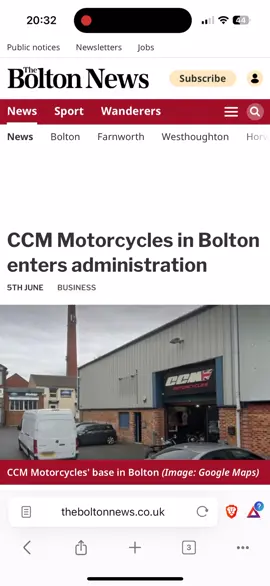 🏍️ Motorcycle company in #bolton goes into Administration #ccm #failedbusiness #businessfailure #SmallBusiness 