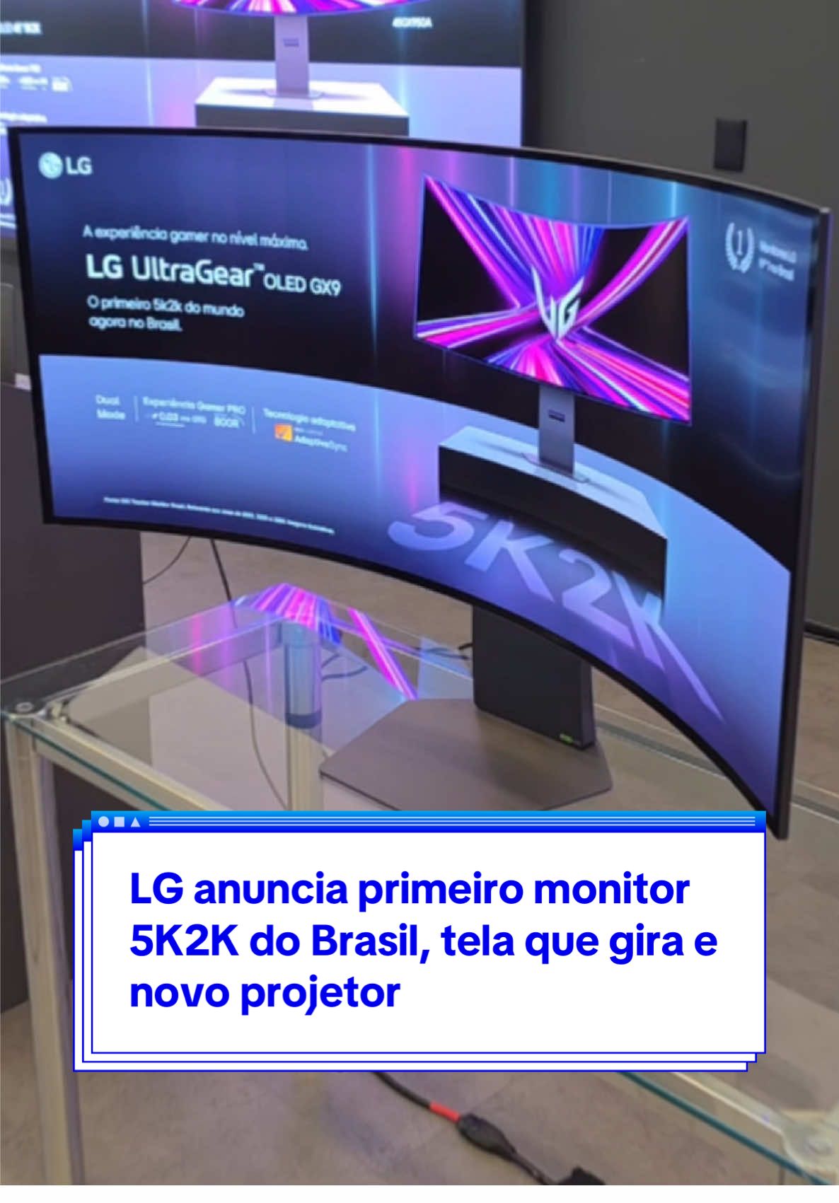 🇧🇷 LG anuncia novos monitores no Brasil... e dá spoiler do seu próximo projetor portátil, confira: 🖥️ LG UltraGear OLED GX9 🎮 Suporte a G-Sync e FreeSync ⚡️ Taxa de atualização de até 330 Hz  ↩️ Curvatura de 800R 💰 Preço sugerido de R$ 14.999 🖥️ LG Smart Swing 4K 🤏 Painel IPS de 32 polegadas com touchscreen 🔄 Pedestal acoplado para ajustes de altura, modo retrato ou modo paisagem  💰 Preço sugerido de R$ 7.999 🎥 LG CineBeam S 💡 Projetor 4K que gera imagens de até 100 polegadas 🗓️ Ainda sem previsão de lançamento para o Brasil, mas o Tecnoblog apurou que deve ocorrer entre outubro e dezembro E aí, o que achou?  Confira mais detalhes em tecnoblog.net 🔗 #LG #Monitor #Gamer #Tecnologia