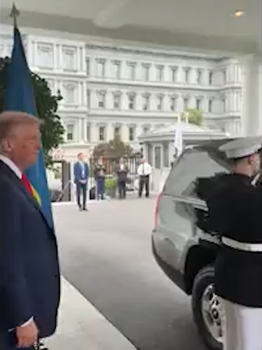 President Trump greeted Ukrainian president Zelensky, and complimented him on his suit.