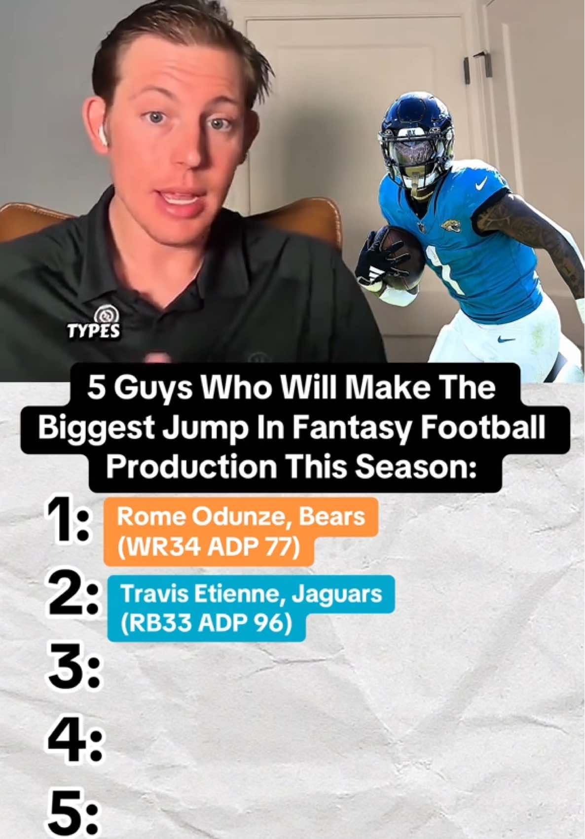 Who are 5 guys that will make the biggest jump in fantasy football production this nfl season? @Brandon Deutsch weighs in #reaction #fantasyfootball #dallascowboys #49ers #chicagobears 