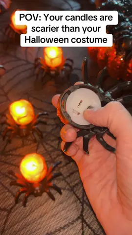 Obsessed with Halloween decorations? These light up spider candles are battery operated, reusable and can give your house instant spooky season vibes🕸️ Hit the yellow basket to grab yours before Halloween night #halloweenvibes #spookyseason #halloweenathome #halloweendecor #halloweendecorations 